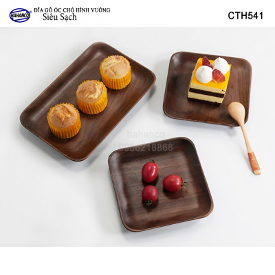 Đĩa vuông gỗ Óc Chó nhập khẩu Mỹ nguyên khối - hàng Xuất Khẩu Châu Âu - CTH541 - đựng đồ ăn/trang trí  - đĩa bánh mì/trái cây/ bít tết/ pizza/ phụ kiện chụp ảnh, bày món ăn trong nhà hàng - Sang trọng trên bàn ăn