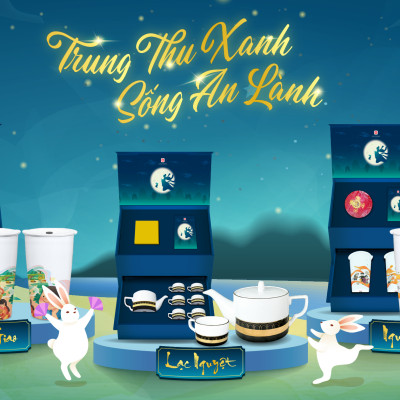 Set Lạc Nguyệt ( Bộ Ấm chén Kim Lai mạ vàng cao cấp Long Phương )