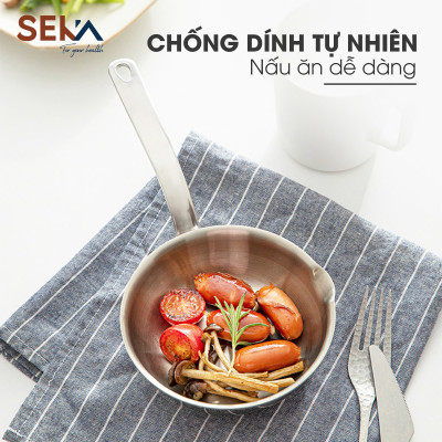 Chảo SEKA 12cm chảo mini chất liệu inox 304 đúc nguyên khối đáy liền 3 lớp nấu cho bé