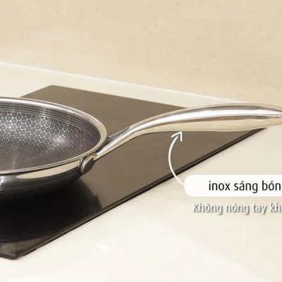 [Hàng chính hãng] Chảo chiên inox iMat Hybrid Blackcube 24cm, Phủ chống dính Ceramic đen