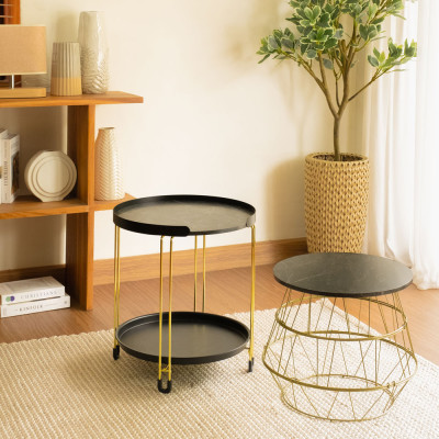 Bàn Góc 2 Tầng LUX BK/GD Trang Trí Phòng Khách | Index Living Mall | Nội Thất Nhập Khẩu Thái Lan - Phân Phối Độc Quyền Tại Việt Nam