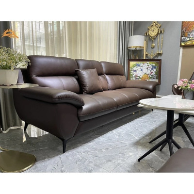 Combo ghế sofa da bò Italy Tundo màu nâu – SFCT01 2m hàng cao cấp chuẩn da bò nhập khẩu Ý