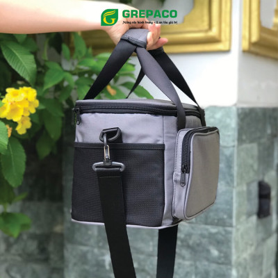 Túi Đựng Hộp Cơm Giữ Nhiệt Grepaco Nóng Lạnh Nhiều Ngăn Đựng Đồ Thức Ăn Văn Phòng, Du Lịch – Vải Bố Canvas, Kích Thước Size To (Cỡ Lớn), Kiểu Giỏ Xách Và Quai Đeo Vai Thời Trang Nam Nữ - Tặng Túi Đựng Muỗng Nĩa - Hàng Chính Hãng