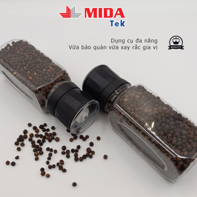 Dụng cụ xay tiêu MIDATEK cối xay ceramic chai nhựa dung tích 260ML miệng hũ 45mm