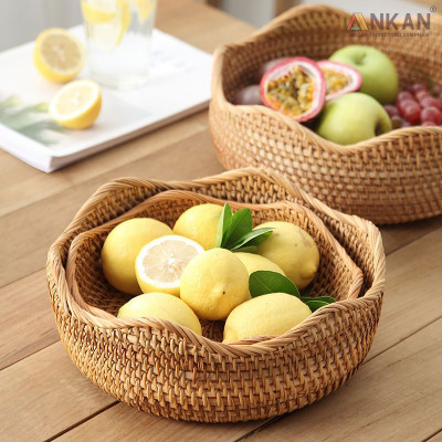 Rổ Đựng Trái Cây, Đồ Khô Chất Liệu Mây Tre Đan Thủ Công, Giỏ Đựng Đồ Decor Nhà Ăn, Phòng Khách