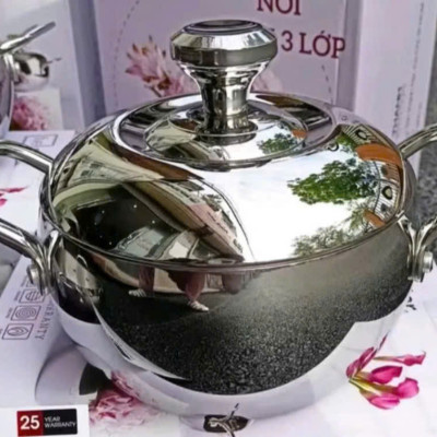 NỒI FIVESTAR INOX 304 LIỀN KHỐI, HÌNH TRÁI TÁO, SIZE 24 CM, NẮP INOX; DÙNG ĐƯỢC TRÊN MỌI LOẠI BẾP KỂ CẢ BẾP TỪ.