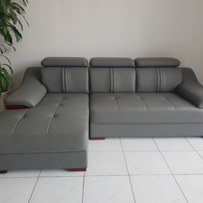 Ghế Sofa Da Hàn Quốc Cao Cấp Góc Chữ L _ An Toàn Người Dùng _ Màu Xám _ Size 2500 x 1600