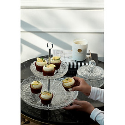 Đĩa 2 tầng pha lê mài 57 Crystal Bohemia