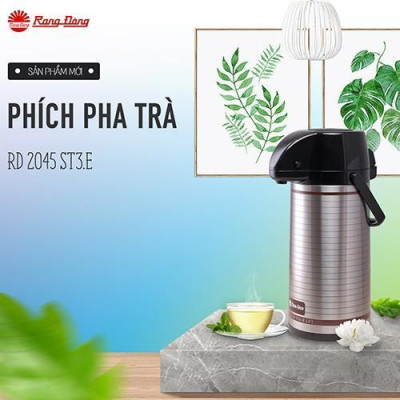 Phích nước cao cấp Rạng Đông 2,0 lít vỏ Inox, Giữ nhiệt nóng lạnh, Pha trà thảo mộc, Model: RD-2045 ST3.E
