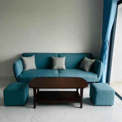 Bộ sofa băng 2 đôn Tundo băng gỗ kiểu Nhật