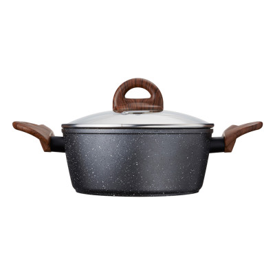 Nồi Nhôm Chống Dính Lock&Lock Baum Marble 2 Tay Cầm, Nắp Thủy Tinh LBU1242 (24cm)