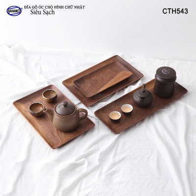 Đĩa Hình Chữ Nhật Dài Gỗ Óc Chó HAHANCO Nhập Khẩu Mỹ Nguyên Khối - hàng Xuất Khẩu Châu Âu - CTH543 - đựng đồ ăn/trang trí - đĩa bánh mì/trái cây/ bít tết/ pizza/ phụ kiện chụp ảnh, bày món ăn trong nhà hàng - Sang trọng trên bàn ăn