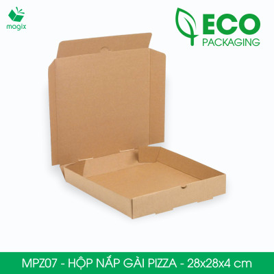 MPZ07 - 28x28x4 cm - 20 Hộp nắp gài pizza đa dụng - Hộp nắp gập, hộp carton gói hàng, hộp quà