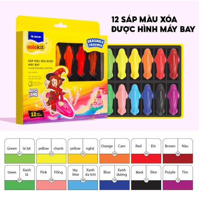 Hộp 12 Sáp Màu Rửa Được Máy Bay Colorkit - Thiên Long PCR-C018/AK