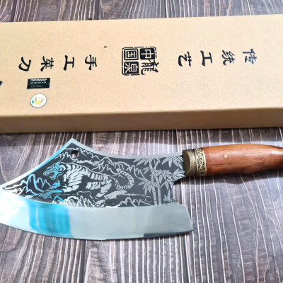 DAO BẾP - DAO THÁI CHẶT HOA VĂN HỔ MÃ A4 DT150 NT topcomshop vn