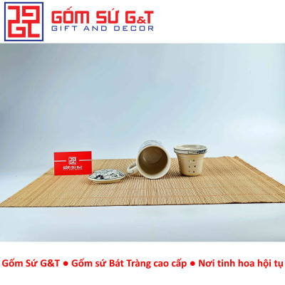 Cốc lọc trà vẽ sen dây Gốm Sứ G&T
