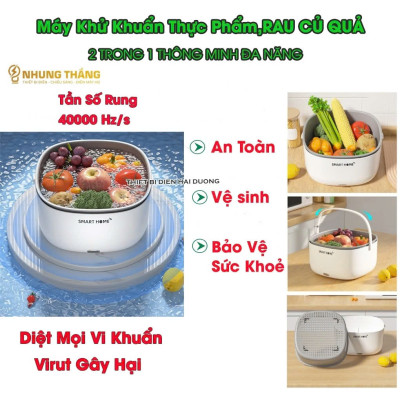 Máy Sục Siêu Âm SMART HOME Rửa Thực Phẩm - Khử Khuẩn Rau Củ Quả Thông Minh, Loại Bỏ Vi Khuẩn, Chất Trừ Sâu 99%