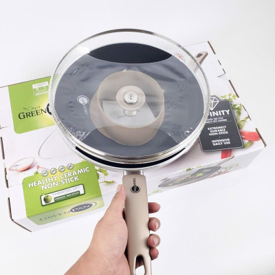 Chảo chống dính ceramic cao cấp GreenPan Cam.Bronze 28cm sâu có nắp - 675969