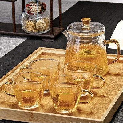 BỘ ẤM CHÉN PHA TRÀ THỦY TINH KÈM KHAY GỖ VÂN SẦN ( KHAY GIAO NGẪU NHIÊN ) VD21