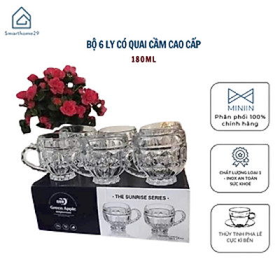 Bộ 6 Ly Thủy Tinh Có Quai Cầm Hàng Cao Cấp 180ML - HÀNG CHÍNH HÃNG MINIIN
