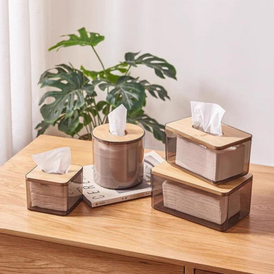 HỘP ĐỰNG GIẤY ĂN MIKA NẮP GỖ TRE 