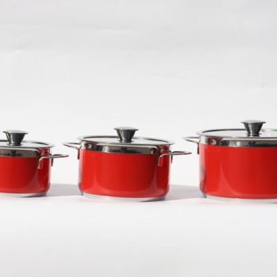 Bộ nồi Behome 3 chiếc màu đỏ