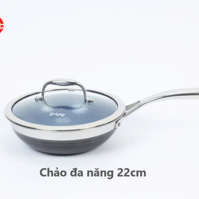 Bộ 5 nồi chảo iMat Hybrid Blackcube, phủ chống dính gốm - Ceramic lòng xanh