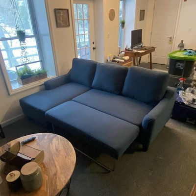 Sofa vải góc L bed giường Tundo xuất khẩu màu xanh 203 x 130 cm