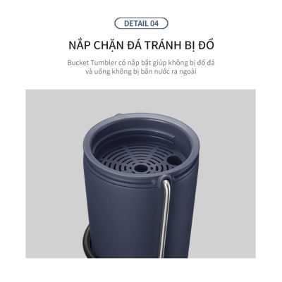 Bình giữ nhiệt Lock&Lock Bucket Tumbler Nắp đậy có ống hút - Màu xanh navy LHC4268NVY 540ml - Hàng chính hãng thép không gỉ quai xách tiện lợi - JoyMall