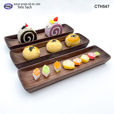 Khay Sushi gỗ Óc Chó nhập khẩu Mỹ nguyên khối - CTH547 - hàng Xuất Khẩu Nhật - đựng đồ ăn/trang trí - đĩa bánh mì/trái cây/bít tết/phụ kiện chụp ảnh, bày món ăn trong nhà hàng - Sang trọng trên bàn ăn