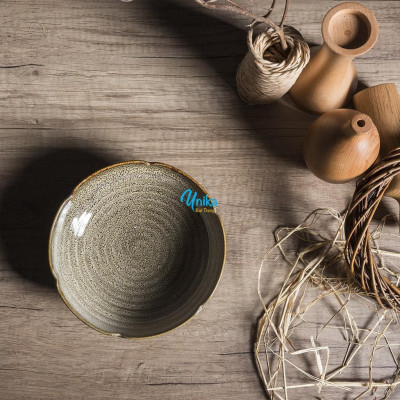 Bát Tô Cạn Viền hoa men gấm vàng D17.5 - Bát Nhật viền hoa men gấm vàng - Bát Tô Cạn viền hoa Cao Cấp Bát Tràng