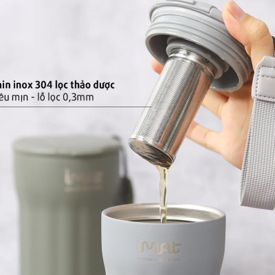 [Hàng chính hãng] Bình giữ nhiệt inox có phin lọc iMat 380ml / 500ml / 1200ml / 1500ml / 2000ml Dùng ủ, giữ nhiệt, sản phẩm làm Inox 304