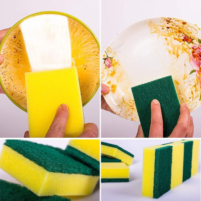 SET 2 Miếng Rửa Chén Bát Đĩa, Cọ Đa Năng 2 Mặt Xanh Vàng, Rửa Đánh Xoong Nồi Chảo, Sạch Sẽ, Tiện Dụng Nhà Bếp - TakyHome 5150set2
