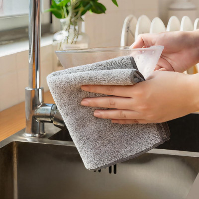 Set 10 khăn lau đa năng nhà bếp sợi than tre mềm mại siêu thấm hút kháng khuẩn 25cm - Hàng chính hãng