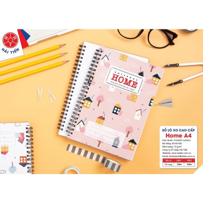 Sổ lò xo kép bìa bồi cao cấp Home A4 200 trang - Sổ lò xo Hải Tiến, MS: 6362