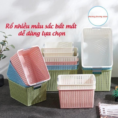 Rổ nhựa đan mây đa năng đựng đồ tiện dụng 3 size