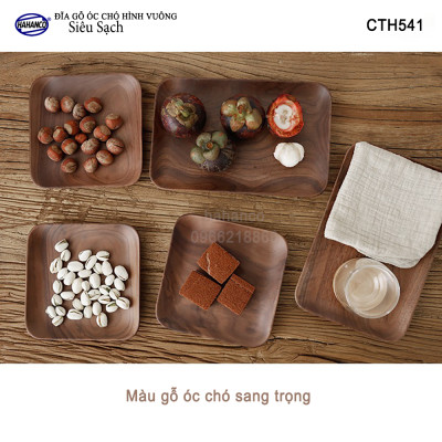 Đĩa vuông gỗ Óc Chó nhập khẩu Mỹ nguyên khối - hàng Xuất Khẩu Châu Âu - CTH541 - đựng đồ ăn/trang trí  - đĩa bánh mì/trái cây/ bít tết/ pizza/ phụ kiện chụp ảnh, bày món ăn trong nhà hàng - Sang trọng trên bàn ăn