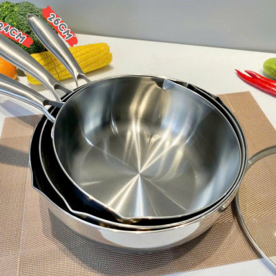 Chảo inox 5 lớp nano nhiệt Seka chống dính tự nhiên có nắp kính cao cấp size 22-24-26cm