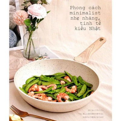 Chảo Chống Dính Bếp Từ Vân Đá Kiểu Nhật 20-30cm, Đáy Từ Ceramic Cán Gỗ [Hàng Loại Một] - HÀNG CHÍNH HÃNG MINIIN