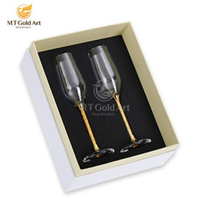 Ly champagne pha lê đúc vàng 220ml (G11) MT Gold Art- Hàng chính hãng, trang trí nhà cửa, quà tặng dành cho sếp, đối tác, khách hàng