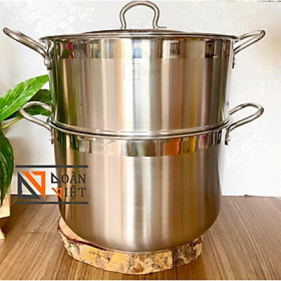 BỘ NỒI XỬNG HẤP 2 TẦNG 32cm 3 ĐÁY sử dụng ĐA NĂNG như nồi soup - Có thể luộc được 2 còn gà, hấp 2kg nếp. Dùng được bếp t