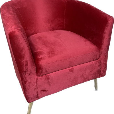 Ghế sofa đơn Juno Sofa vải nhung màu đỏ chân sắt mạ vàng 