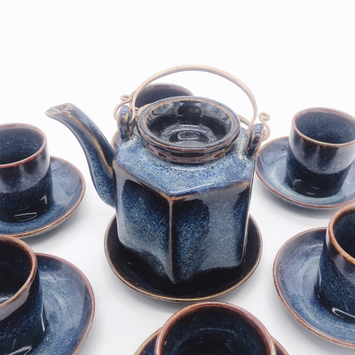 Bộ ấm chén / Bộ bình men hỏa biến lục giác