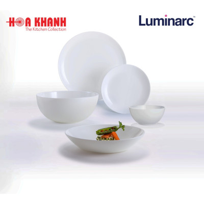 Đĩa Thủy Tinh Luminarc Diwali Trắng 19cm đựng thức ăn, cường lực, chịu nhiệt - Bộ 3 đĩa - N3603