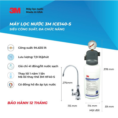 Máy Lọc Nước Lắp Dưới Bồn Rửa 3M BREW120-MS Kèm Vòi 3M - Không Điện - Hàng Chính Hãng