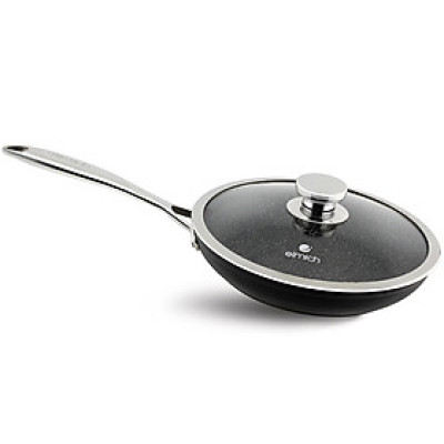 Chảo vân đá tự nhiên Chống Dính, Đáy Full Từ, Có Vung Kính EL-3802, EL-3803, EL-3804 (Elmich Opal) 