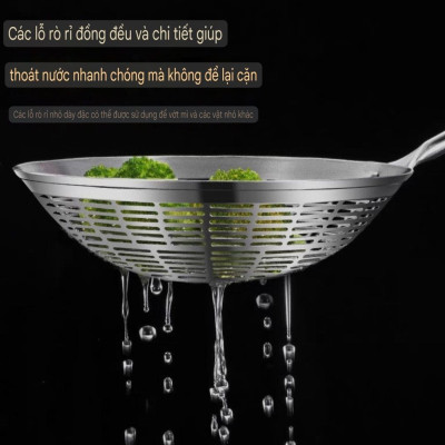 Chao Vợt Lưới Đột Dập Rổ Lọc Thức Ăn Đa Chức Năng Cho Nhà Bếp Vá Sạn Vợt INOX SUS304 Cao Cấp