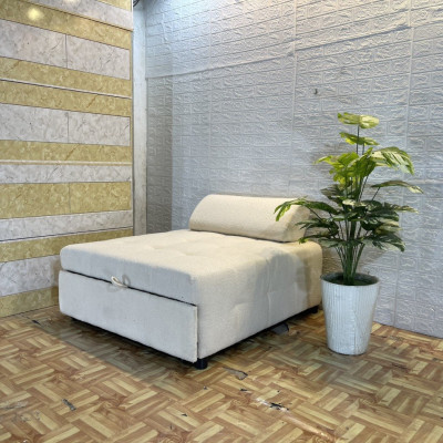 Sofa giường kéo, sofa thư giãn, sofa thành giường thông minh Tundo chất liệu vải chân sắt hiện đại 