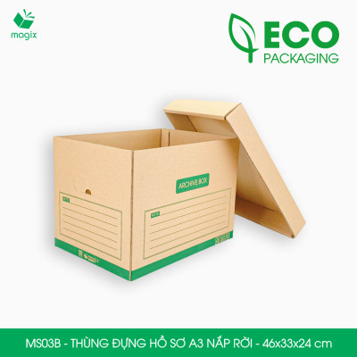 MS03B - 46x33x24 cm - Bộ 5 thùng đựng hồ sơ A3 nắp rời 