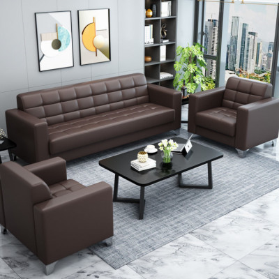 Bộ sofa băng văn phòng bọc da cao cấp Juno Sofa kèm ghế đơn HVPCT-09